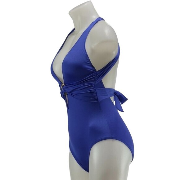 TRINA TURK Women's Swimsuit Open Tie Closure Gold-tone Metal Accent Size 4 - Picture 2 of 11